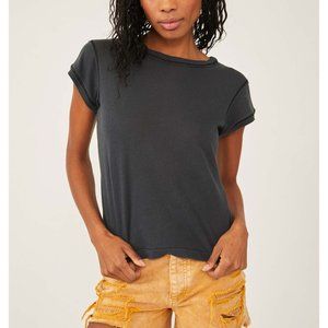 NWT Free People Let It Roll Tee / Onyx